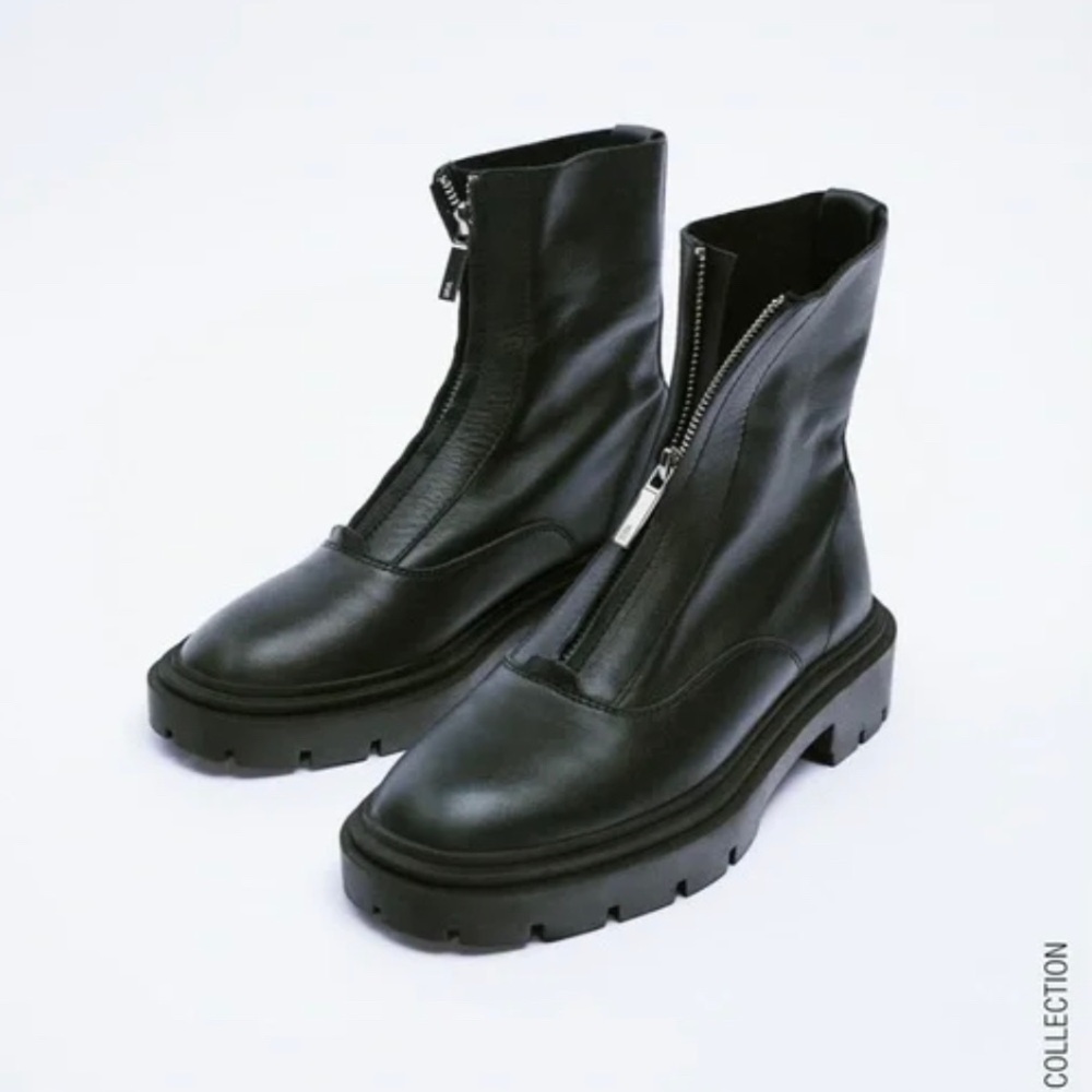 Zara Black Zip-Up Boots